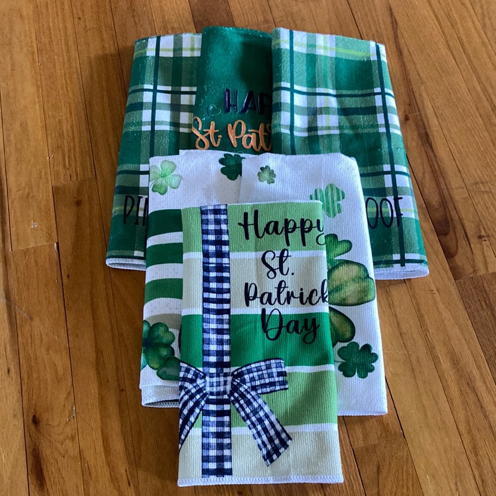 St Patrick’s Day Shamrock Microfiber Kitchen Towels Set of 6 New